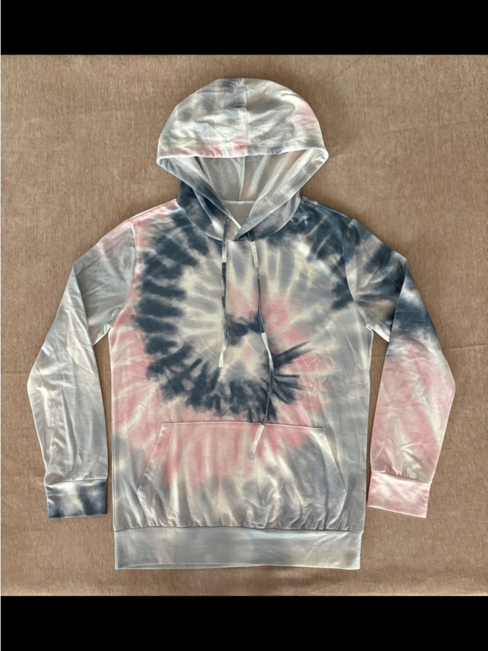 Tie-Dye Pullover Hoodie - Pink & Blue - Size M